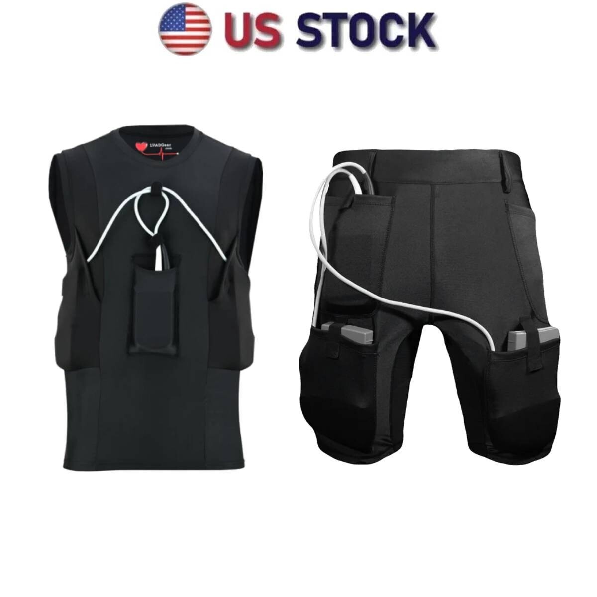 LVAD Men Tank Top for HeartMate Black & White LVAD Shirt with LVAD Shorts S-5XL gallery