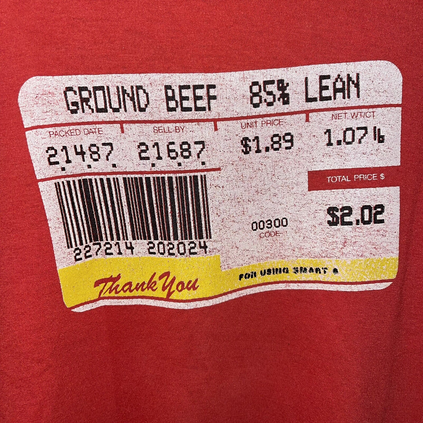 Vintage 80s Beef Tshirt single stitch 1987 red mens size L see pics e110