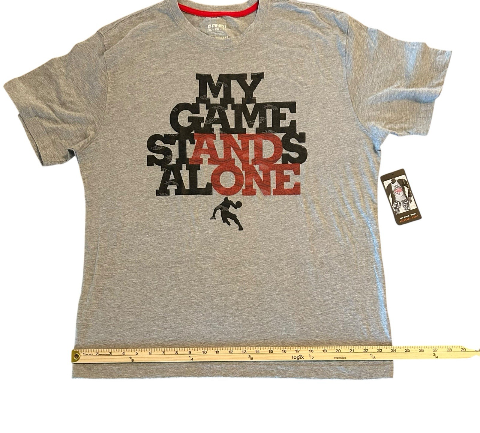 NEW With Tags AND1 Basketball Retro Style Gray Graphic T-Shirt Men’s XL gallery