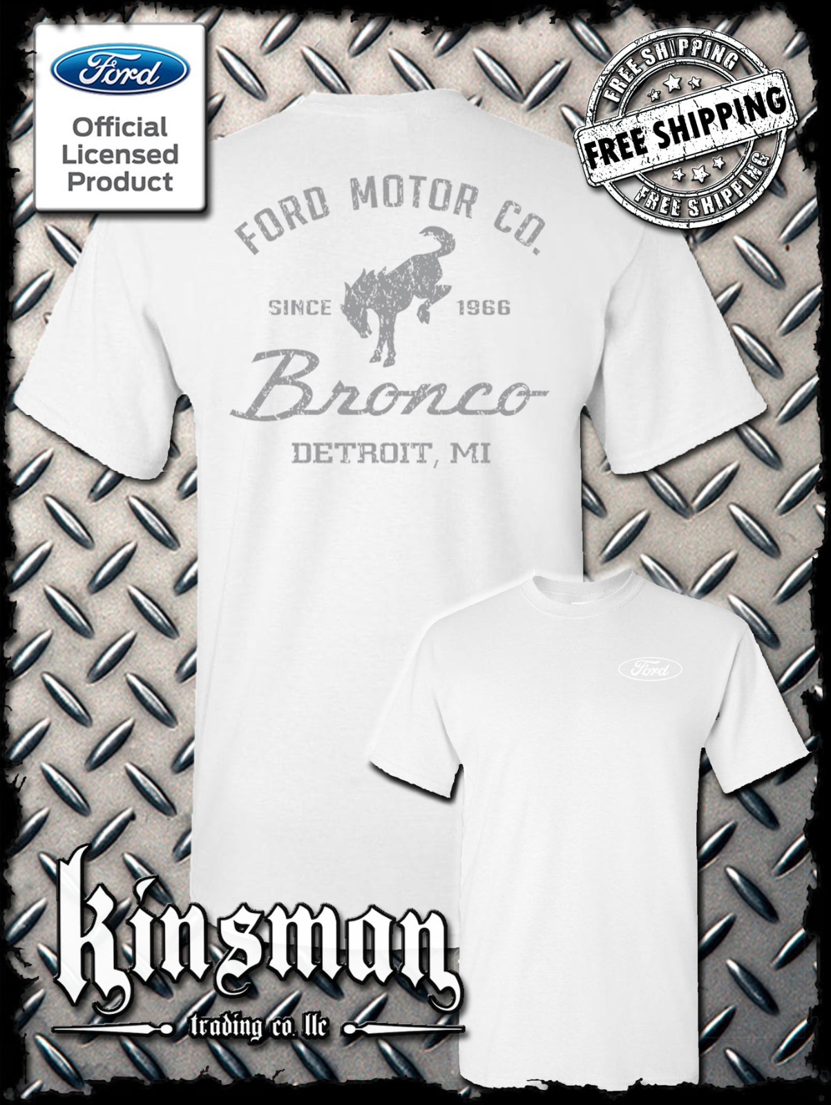 Ford Motor Co Bronco Detroit, MI 2-Sided T-Shirt - Official Licensed Product gallery