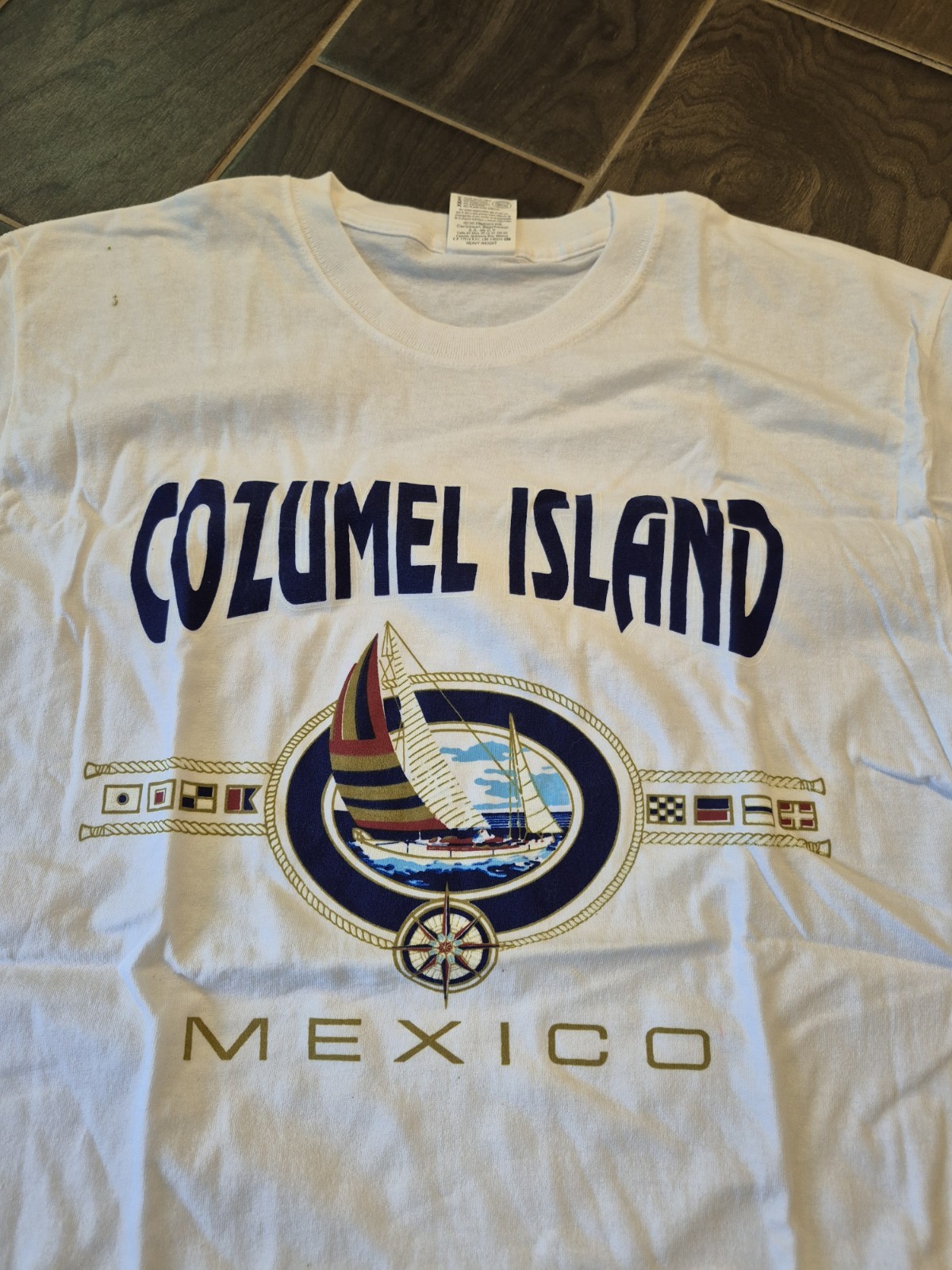 New Unisex Cozumel Island Mexico Size Large White Tshirt Sailboat gallery