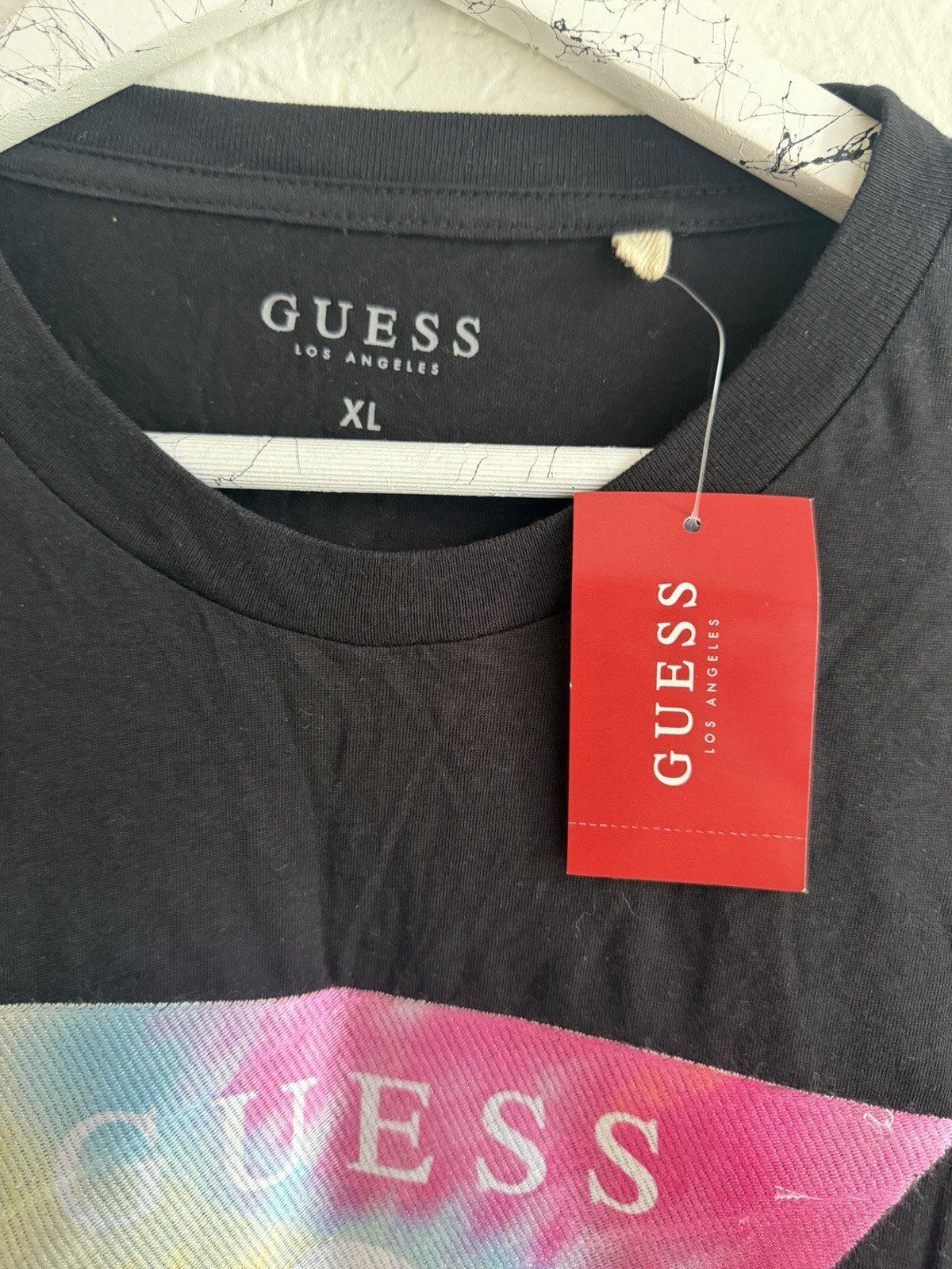 NWT Guess Atlas Pride Logo SS Crewneck T-Shirt Graphic Jet Black Men's XL. C1 gallery