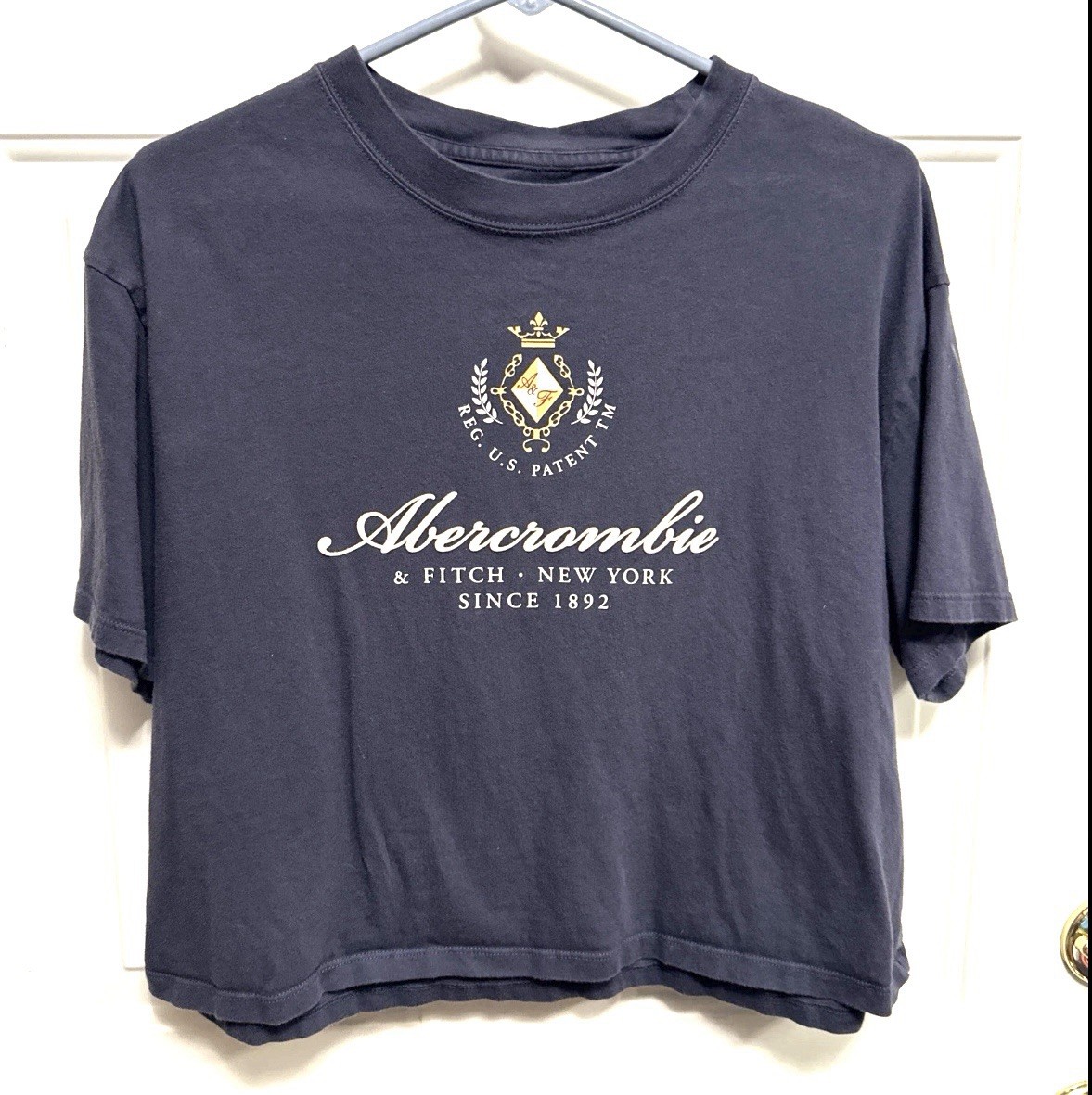 Women’s Abercrombie & FItch Cropped Crest Logo Tee Boxy Y2K Inspired Preppy M gallery