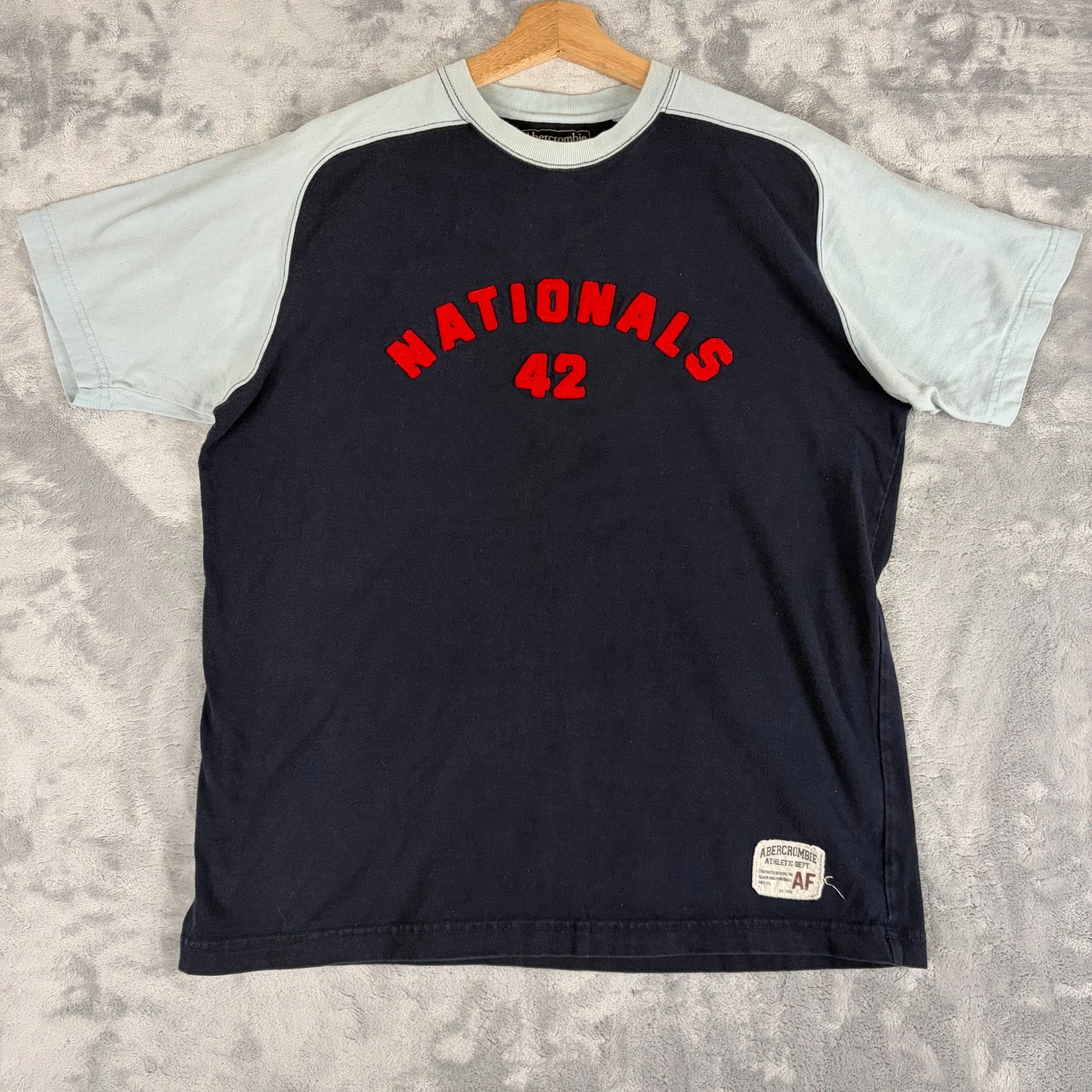 Vintage Abercrombie & Fitch Mens Large Jersey T-shirt Nationals 42 Athletic gallery