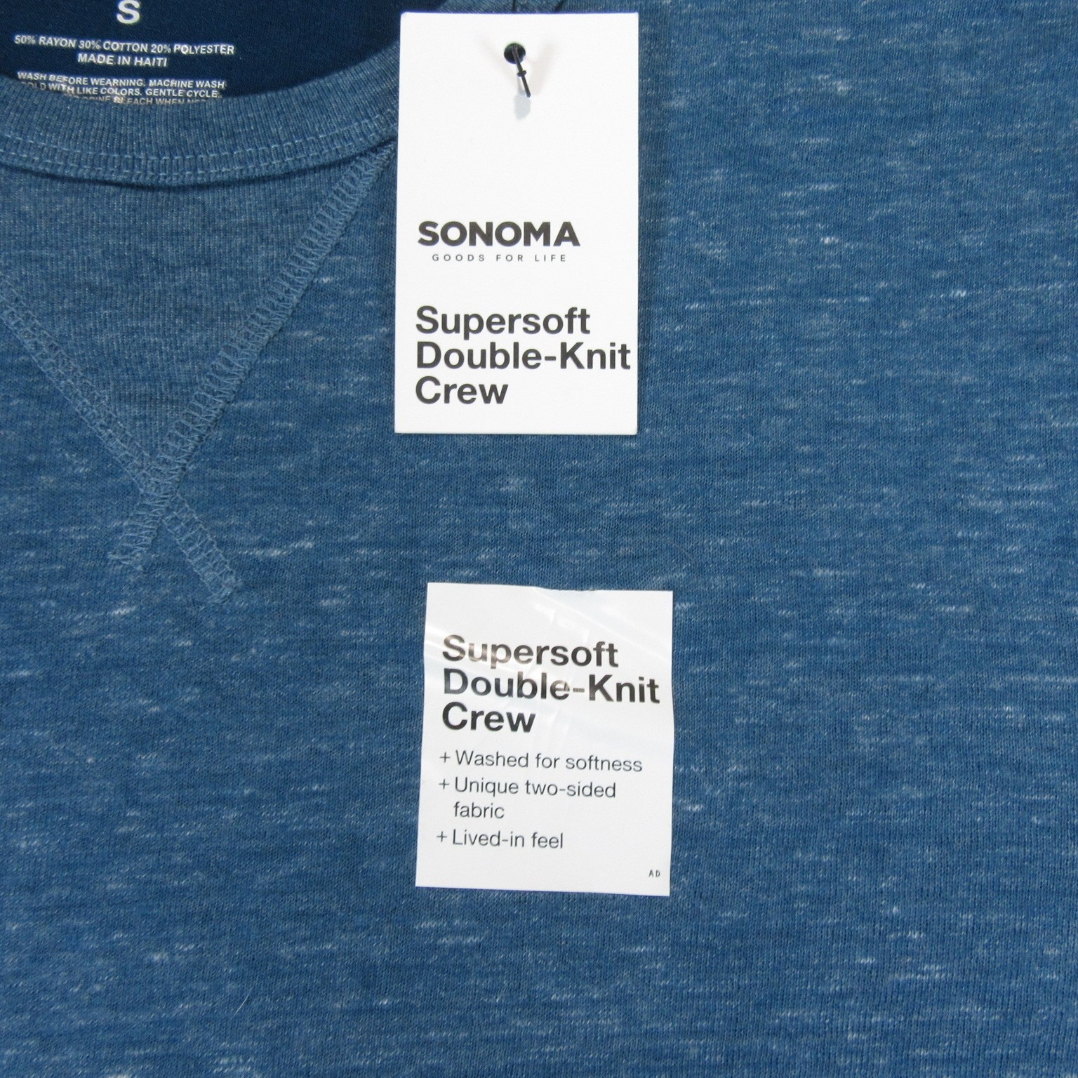 New Sonoma Mens Long Sleeve T-Shirt S Blue Heathered Rayon Cotton Polyester gallery