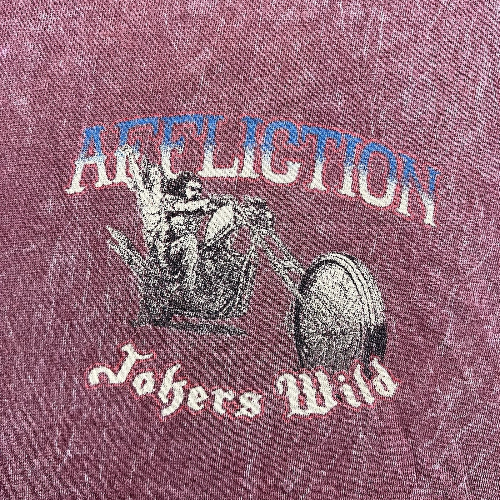 Affliction Shirt Mens Large Maroon Henley Jokers Wild Biker Skull Grunge Y2K gallery