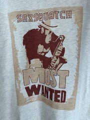 3XL Gray Saxaphone Sasquatch Graphic Saxsquatch Most Wanted T-Shirt