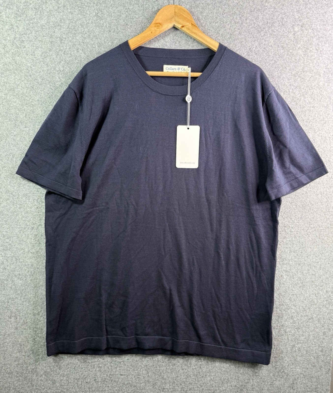Collars & Co T-Shirt Blue Cotton Silk Luxury Touch Minimalist Mens 2XL gallery