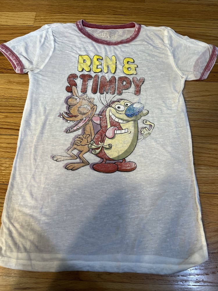 RARE Vintage Nickelodeon Rewind REN & Stimpy T-Shirt S Opaque Translucent