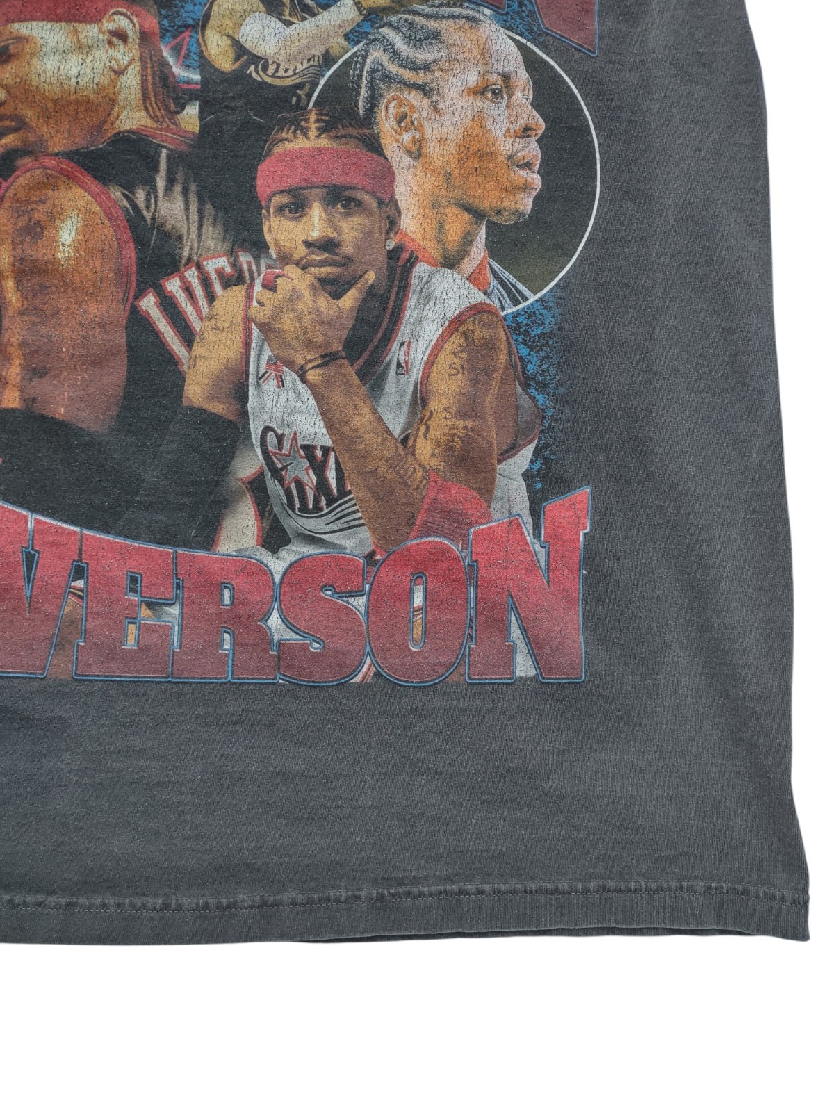 ALLEN IVERSON Vintage NBA Philadelphia 76ers Headshots Black Cutoff Shirt, HTF gallery