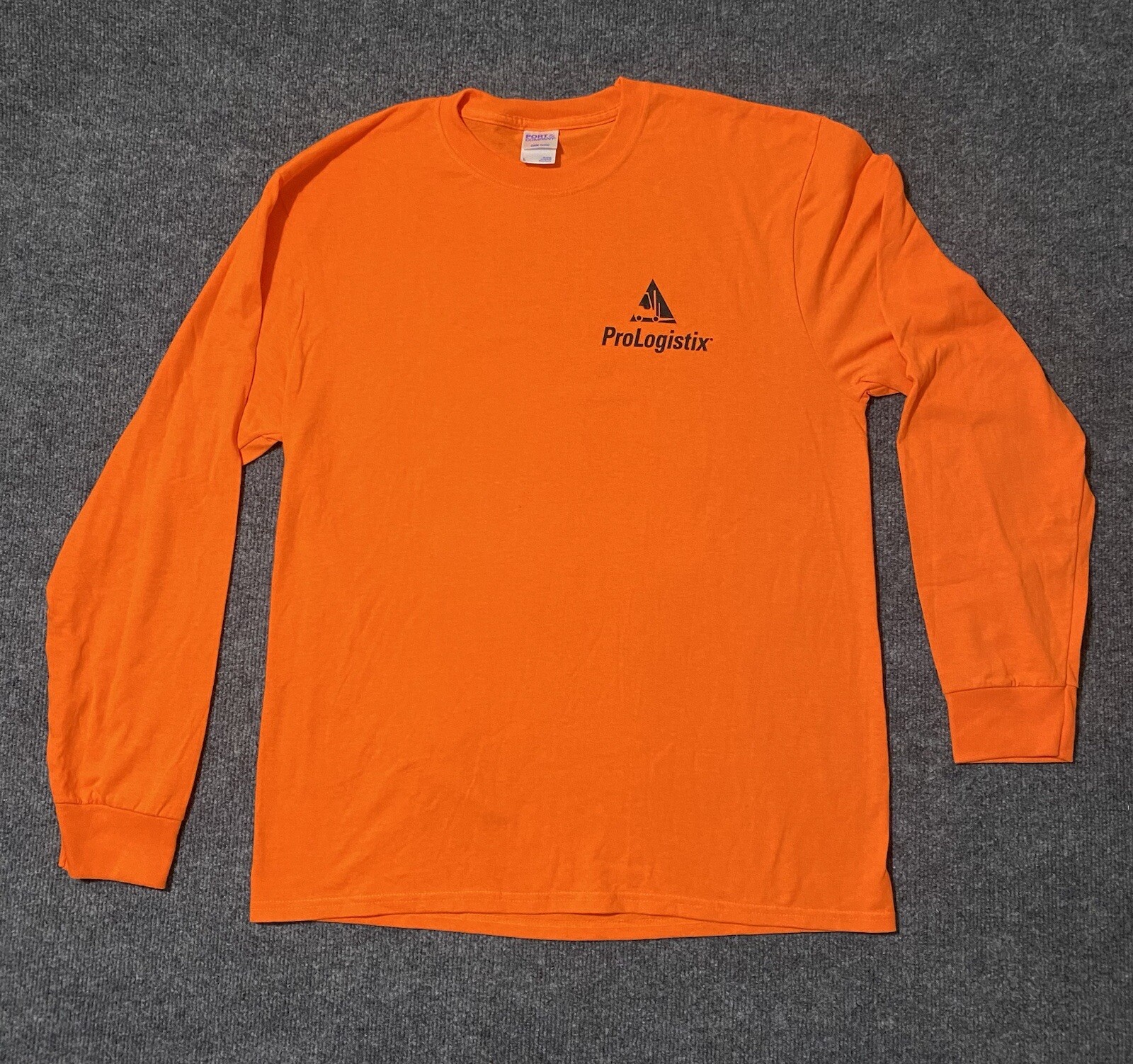 Prologistix Staffing Safety Orange Men’s Long Sleeve T Shirt Large Front Logo gallery