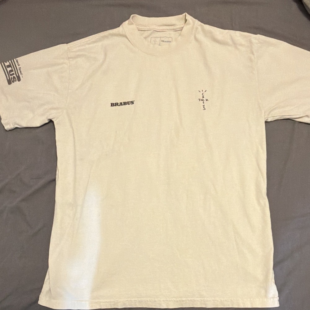 Cactus Jack x Brabus Men’s White Graphic Logo Crew Neck T-Shirt Size L