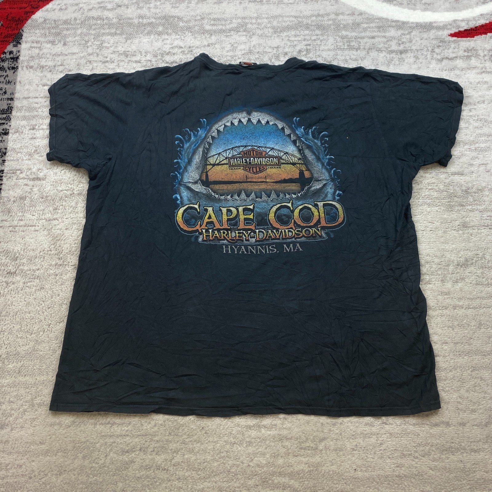Harley Davidson Shirt 3XL XXXL Blue Black Cape Cod Massachusetts Hyannis Motor gallery