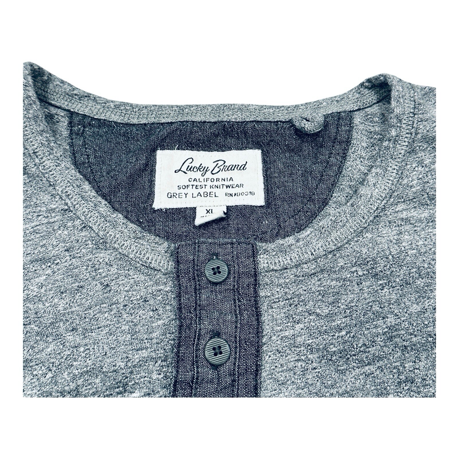 Lucky Brand Grey Label Henley Shirt Men's 2-Tone Long Sleeve Casual Tee - XL gallery