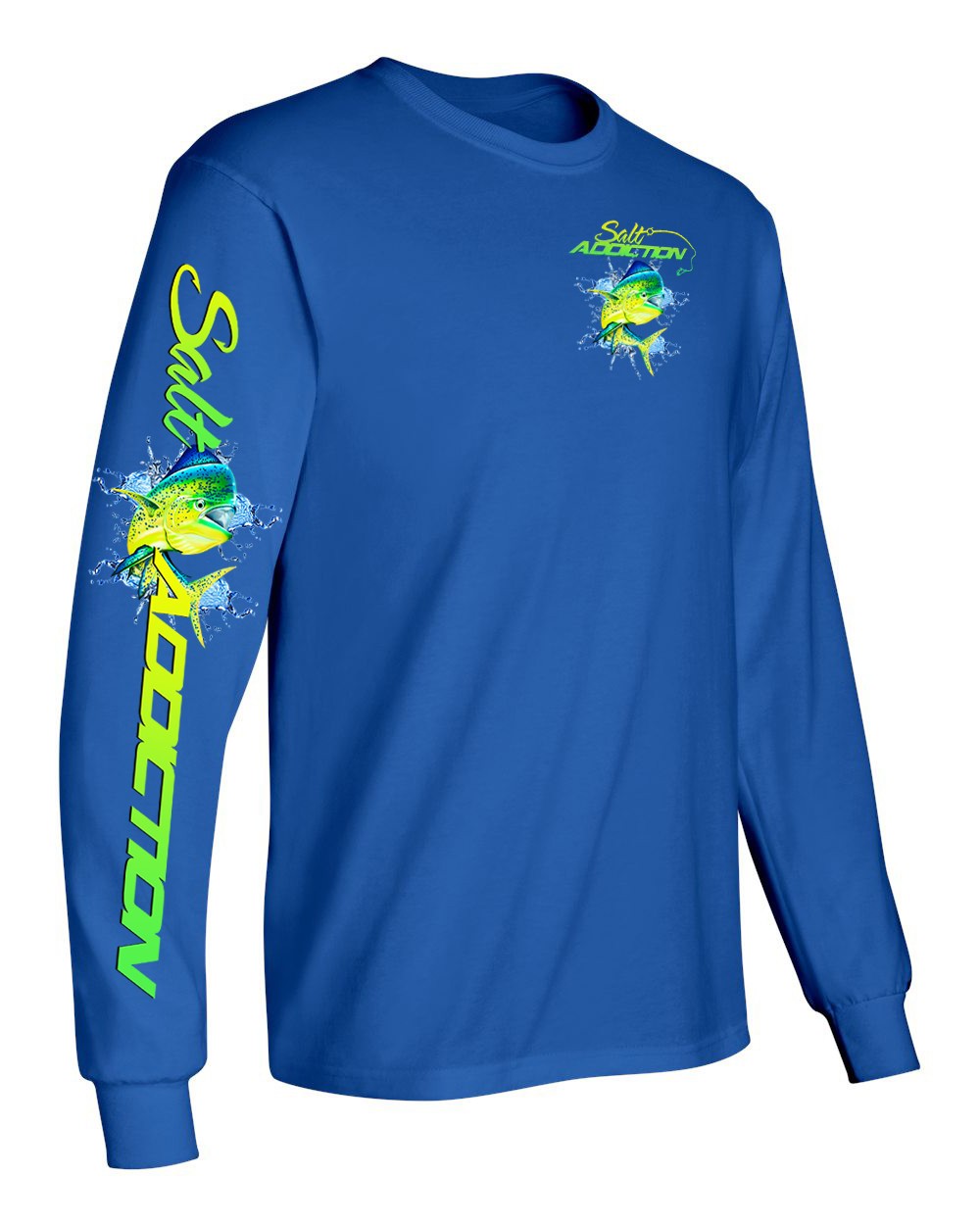 Salt Addiction Saltwater Dolphin Fishing Long Sleeve T Shirt Mahi Mahi Cotton gallery