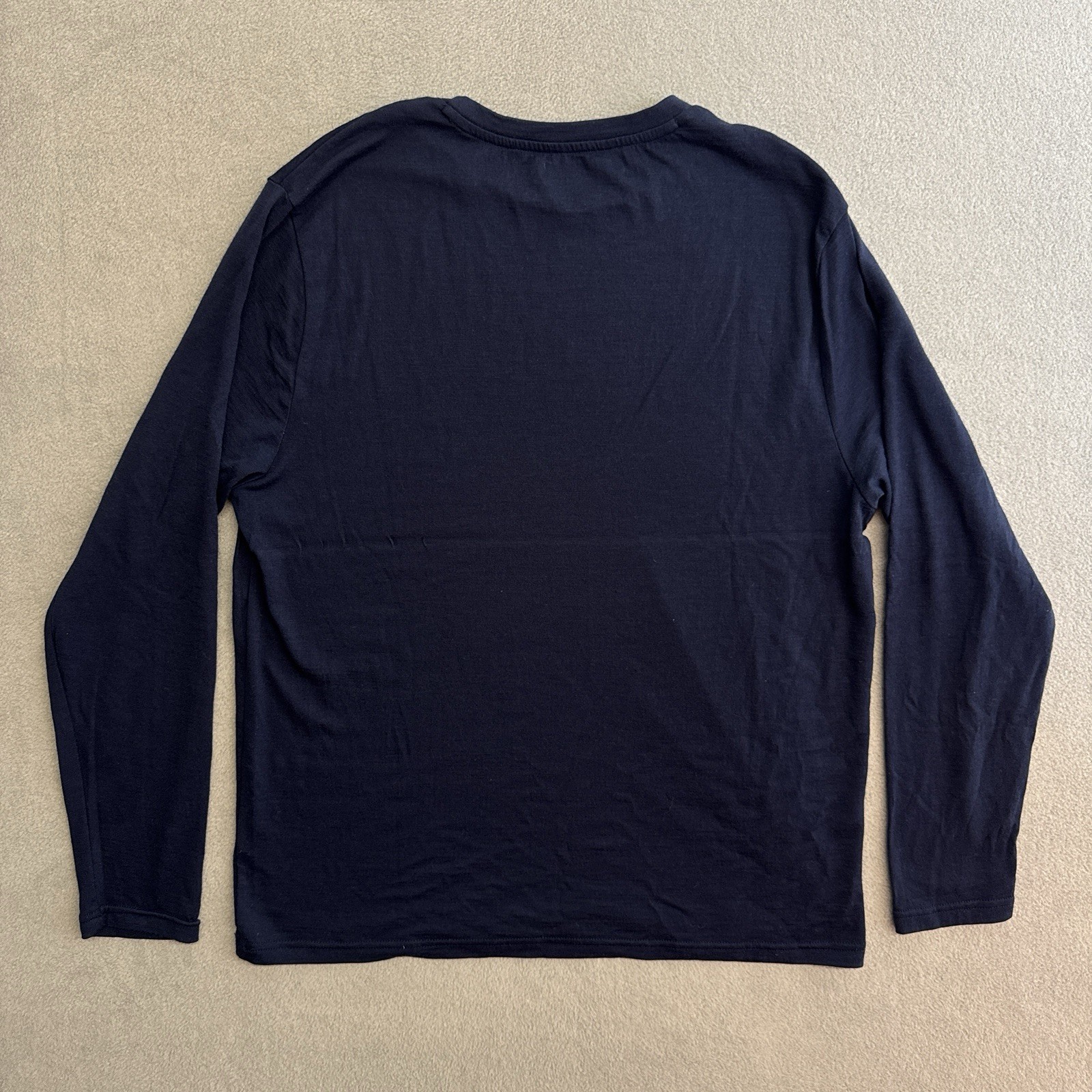 Unbound Merino Wool Shirt XL Men's Long Sleeve Crew Navy Blue Comfort gallery