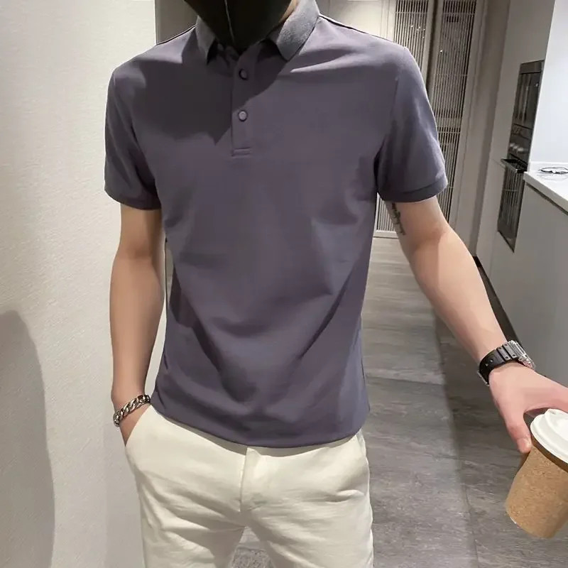Yellow Black Skinny White Plain Mens with Collar T-shirt Red Short Quarter Sleev gallery