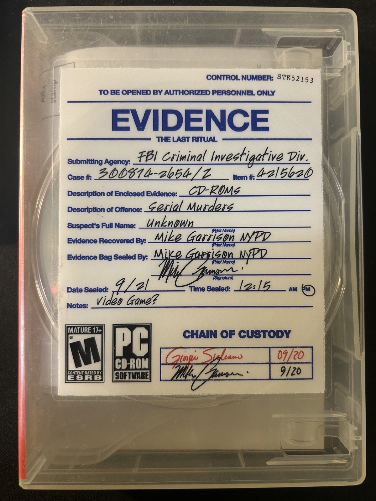 Evidence : The Last Ritual (PC) VERY GOOD CONDITION