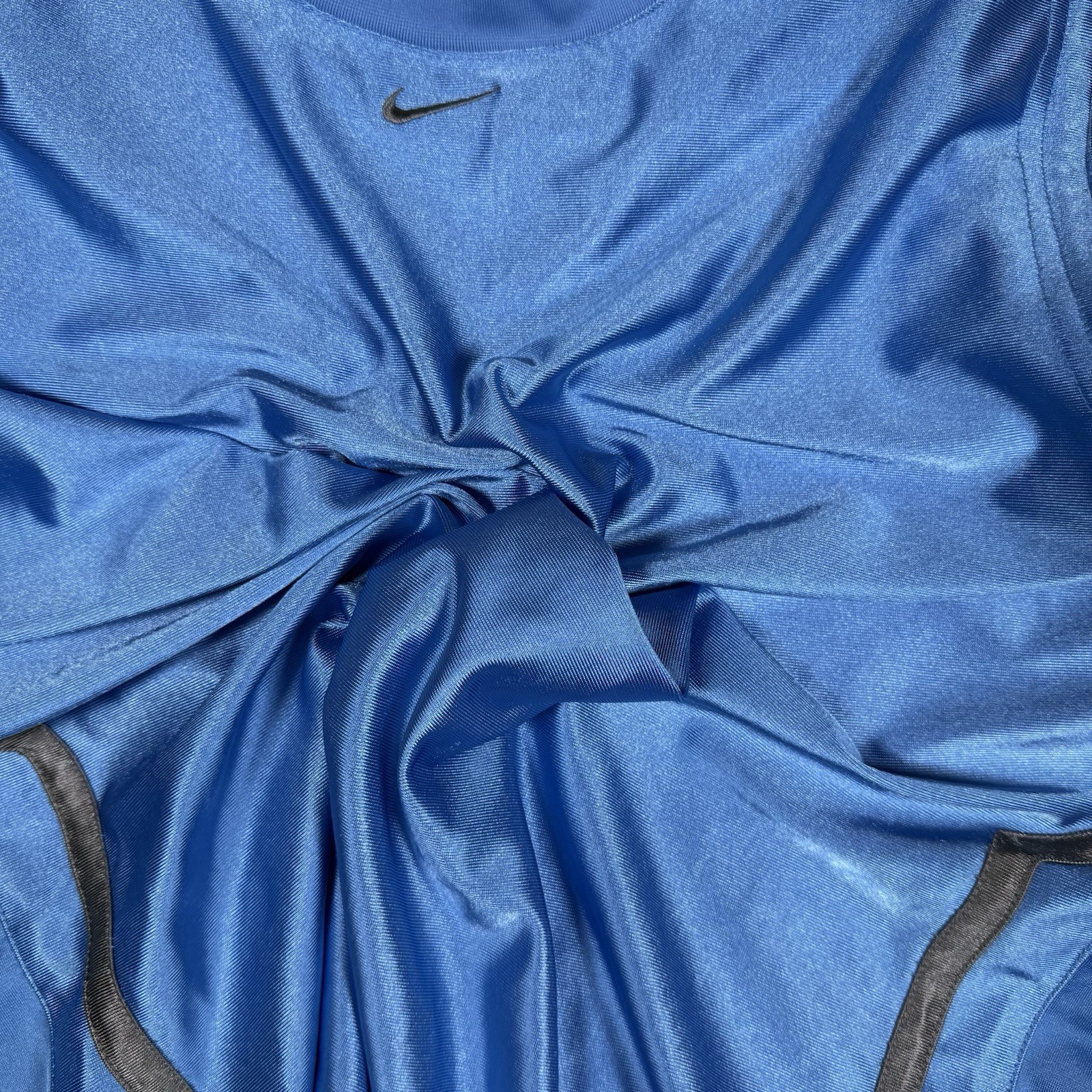 Nike Shirt Men’s Large Blue Sleeveless Swoosh Crew Neck Shiny Satin 90s Y2K gallery