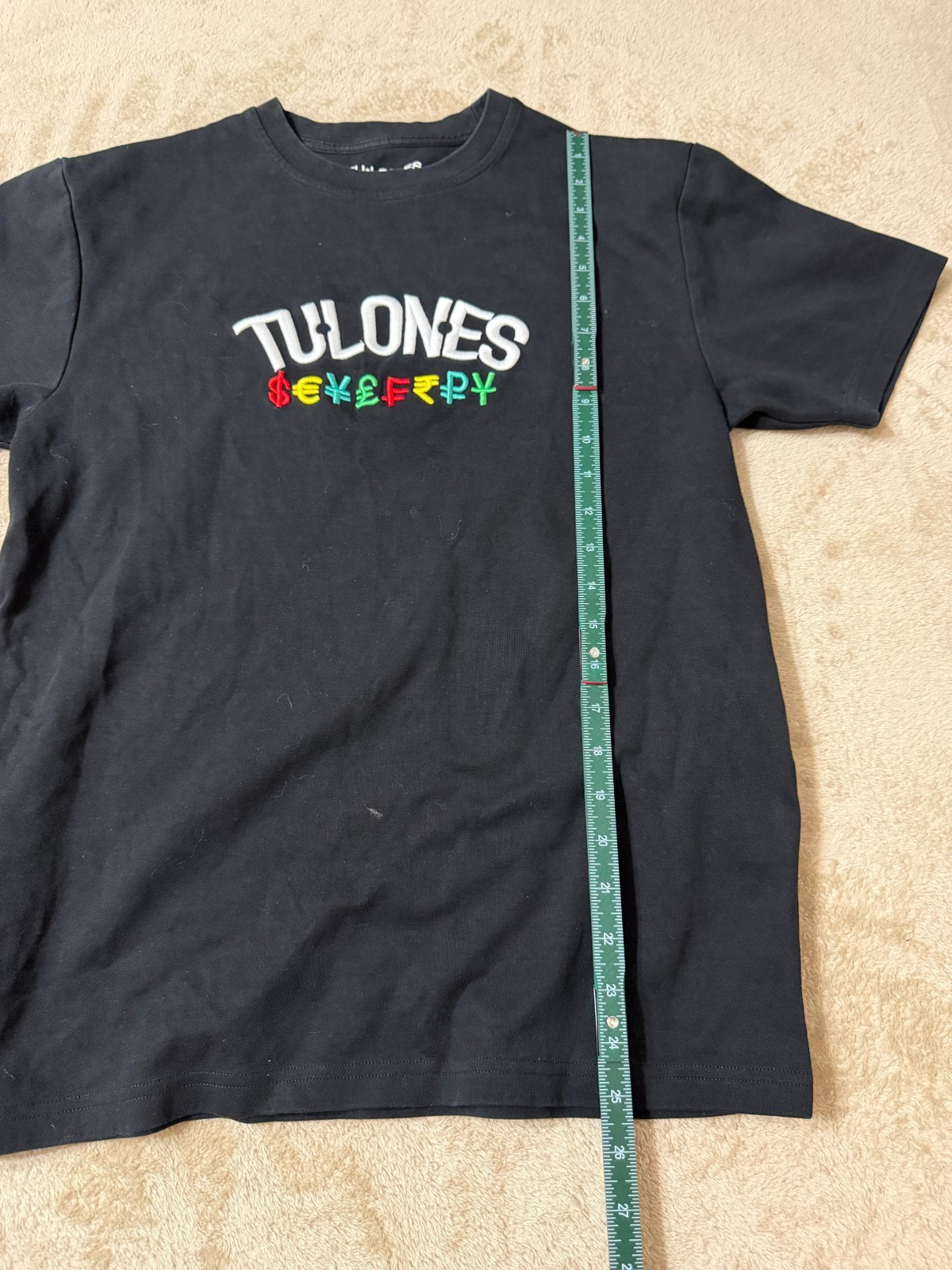 Tulones T Shirt XS Extra Small Black, Embroidered Letters gallery