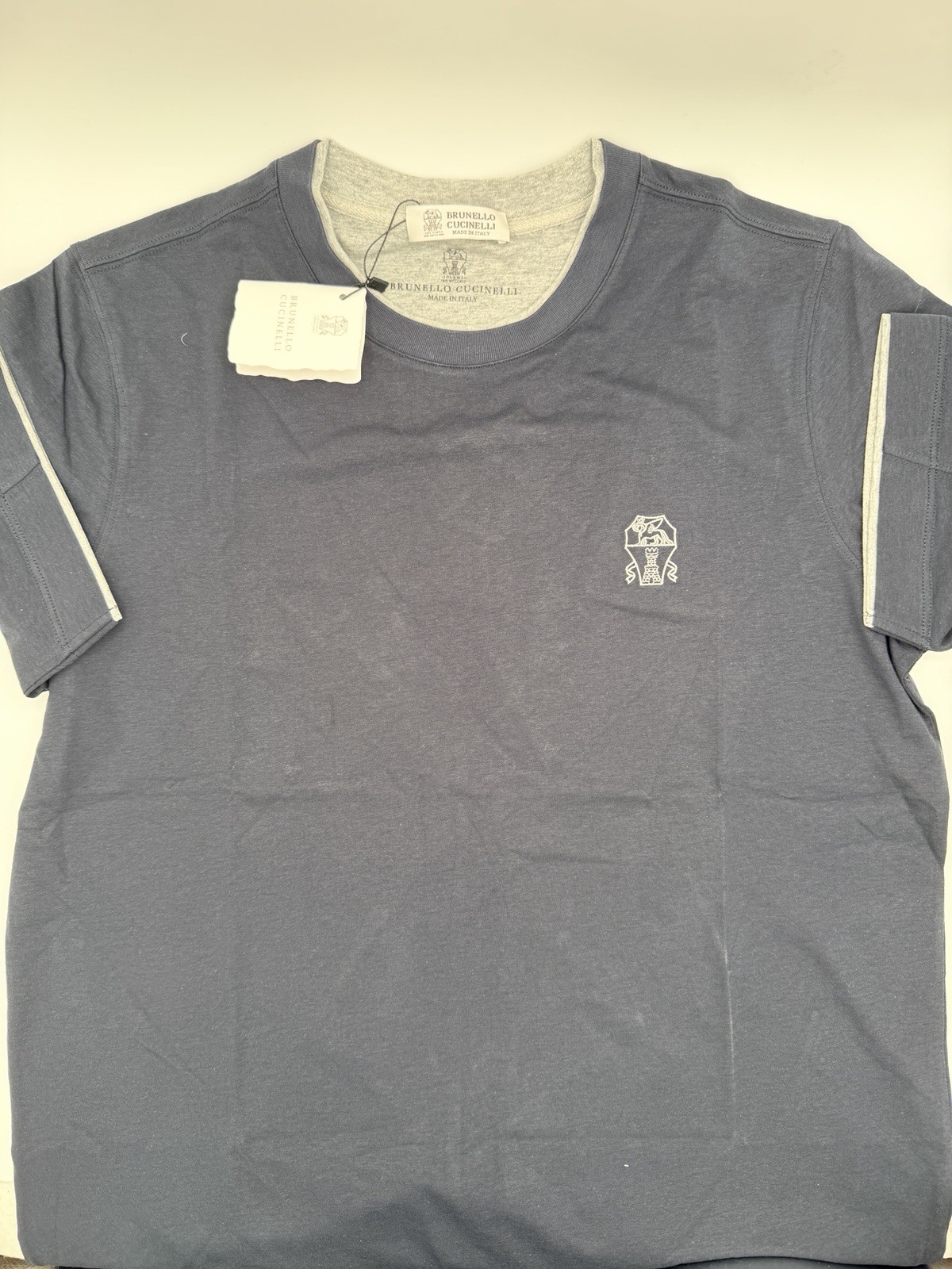 BRUNELLO CUCINELLI Embroidered Layered Short-Sleeve T-Shirt, Size M