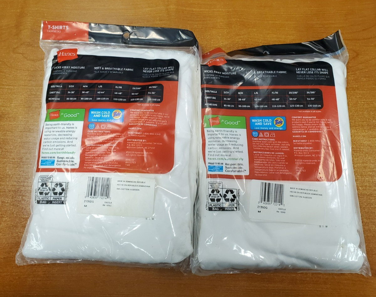 2 Pks of 3: Hanes Tagless Men's White Crew T-Shirt Undershirt *Size M* (AD3268) gallery