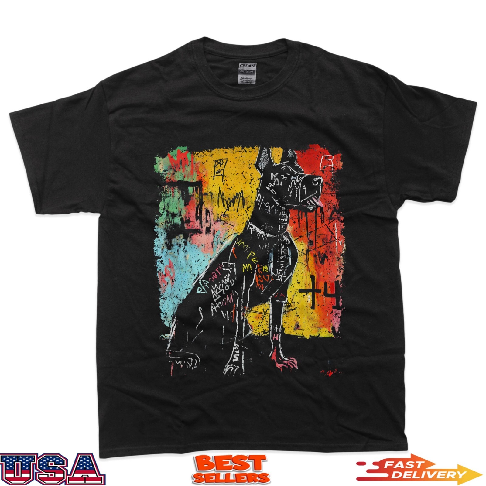 Pop Art Style Dog 90s Men's Graffiti T-Shirt gallery