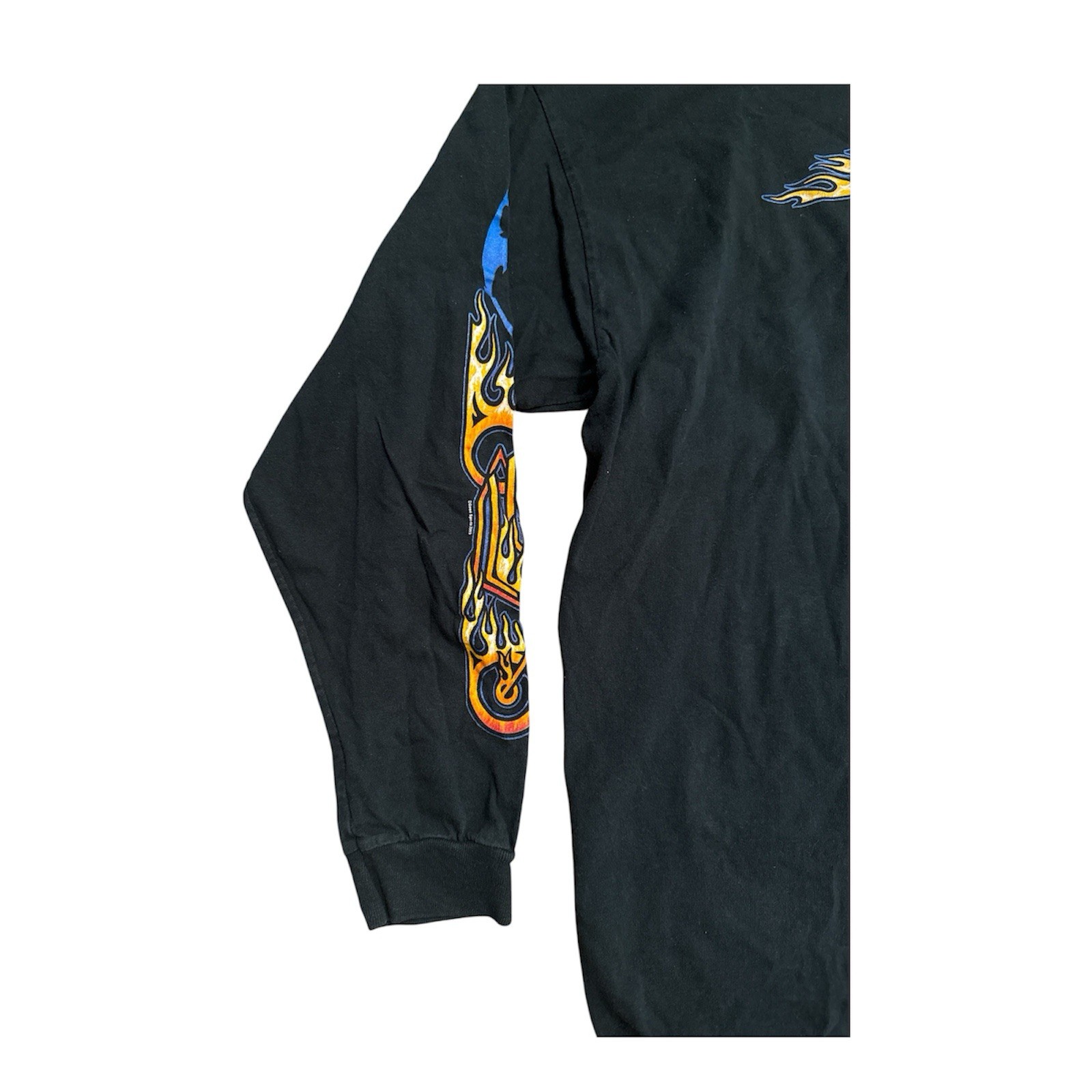 VTG Motorcycle Flames Long Sleeve Tee Shirt Mens Cycle Leather 2003 Black XXL gallery
