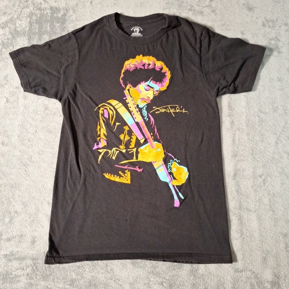 Hendrix Jimi Hendrix Multicolor Graphic Black Short Sleeve T-Shirt Size Small