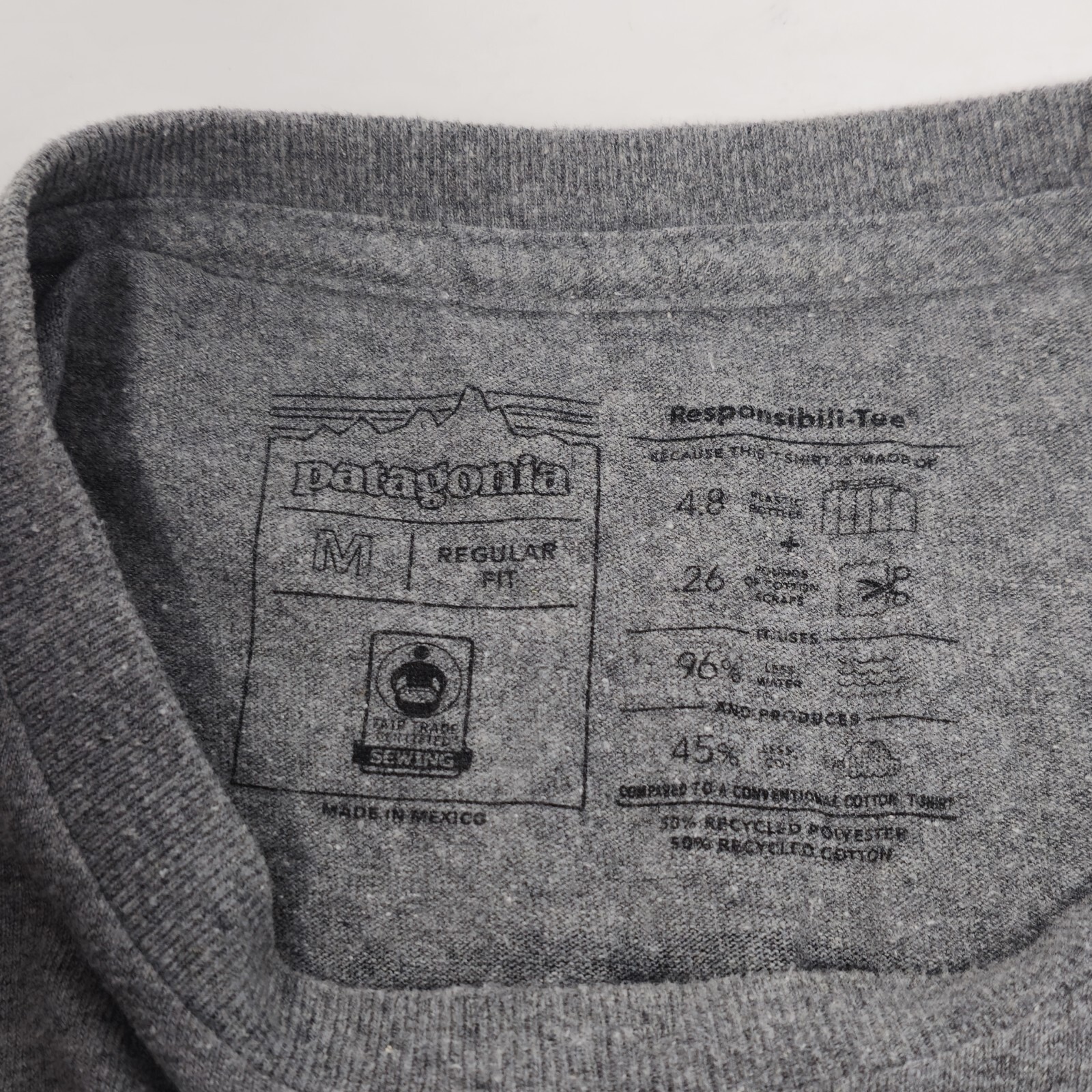 Patagonia P-6 Logo Responsibili-Tee Shirt Mens Medium Gray Long Sleeve Fitz Roy gallery