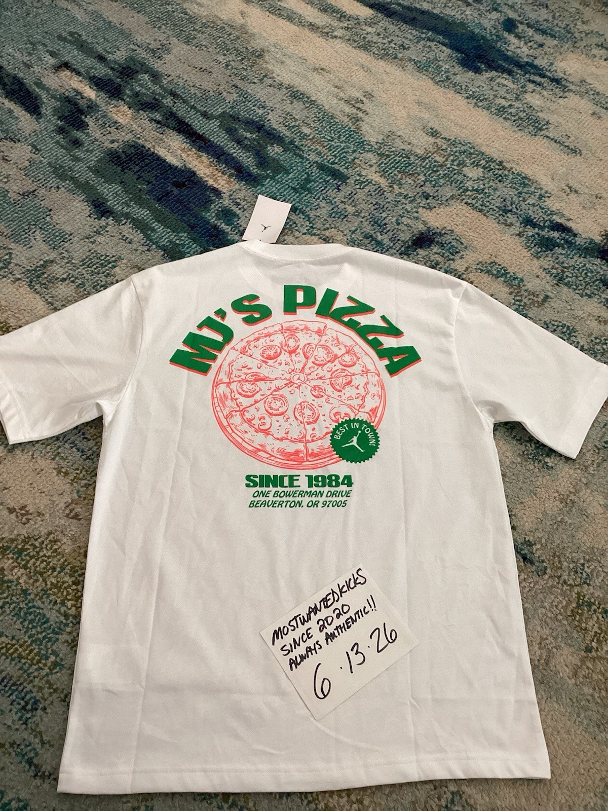 NWT Nike Air Jordan Graphic MJ’s Pizza 23 White T-Shirt Men’s Sz SFREE SHIP gallery