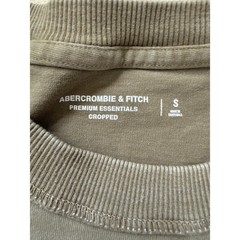 Abercrombie & Fitch Premium Essentials Cropped Tee Mens Small Olive Brown Shirt