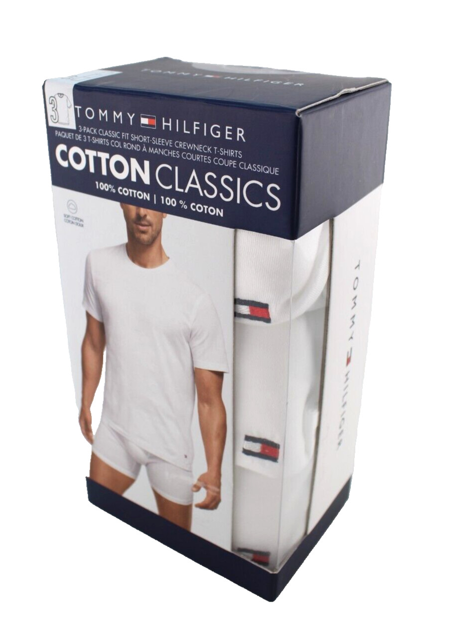 TOMMY HILFIGER Size S 34-36 White Color 3-Pk Classic Crew Neck T-shirts MSRP $42 gallery
