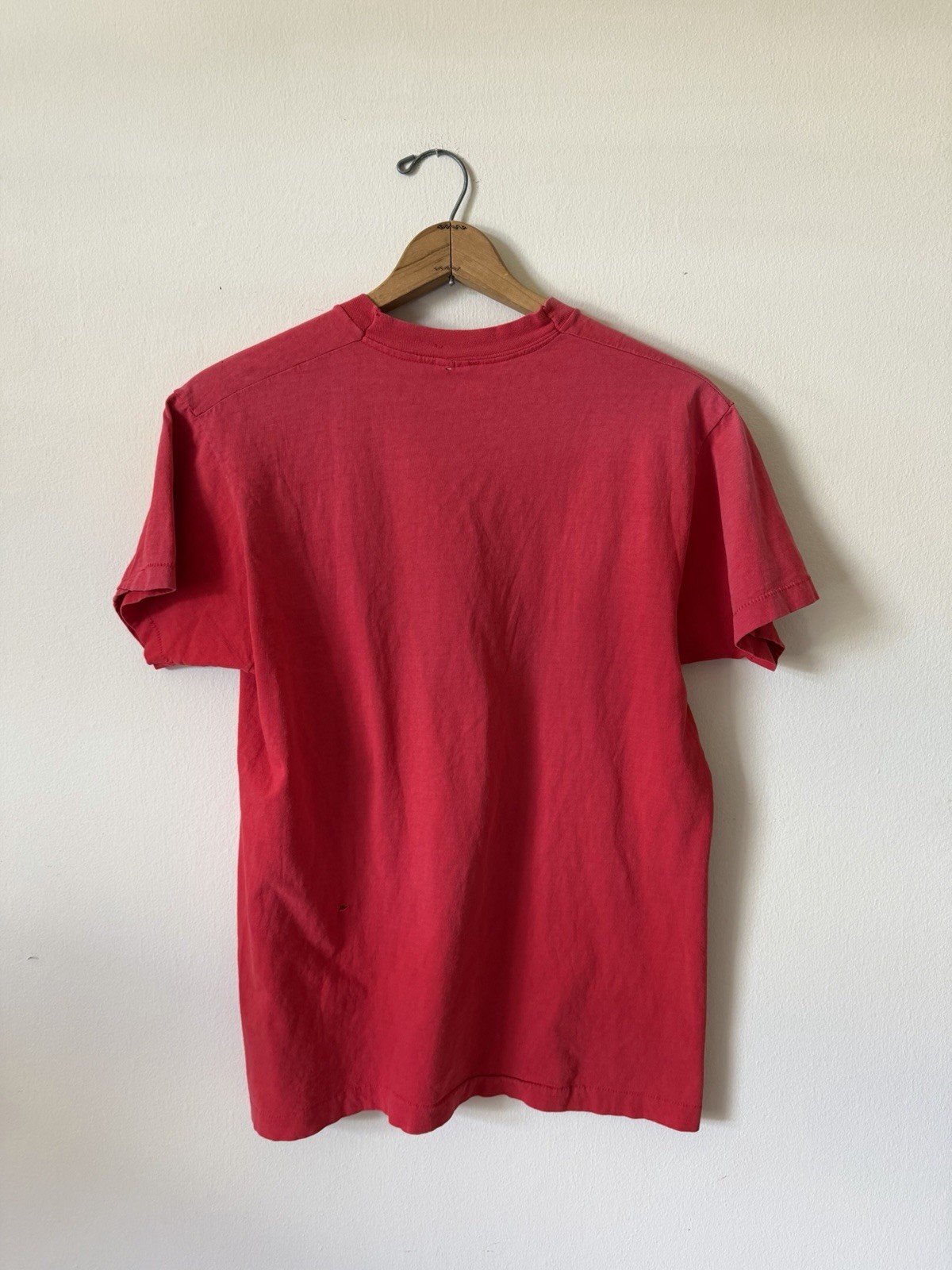 Vintage 80s Selvedge Pocket Shirt XL Blank faded red repairs - see measurements gallery