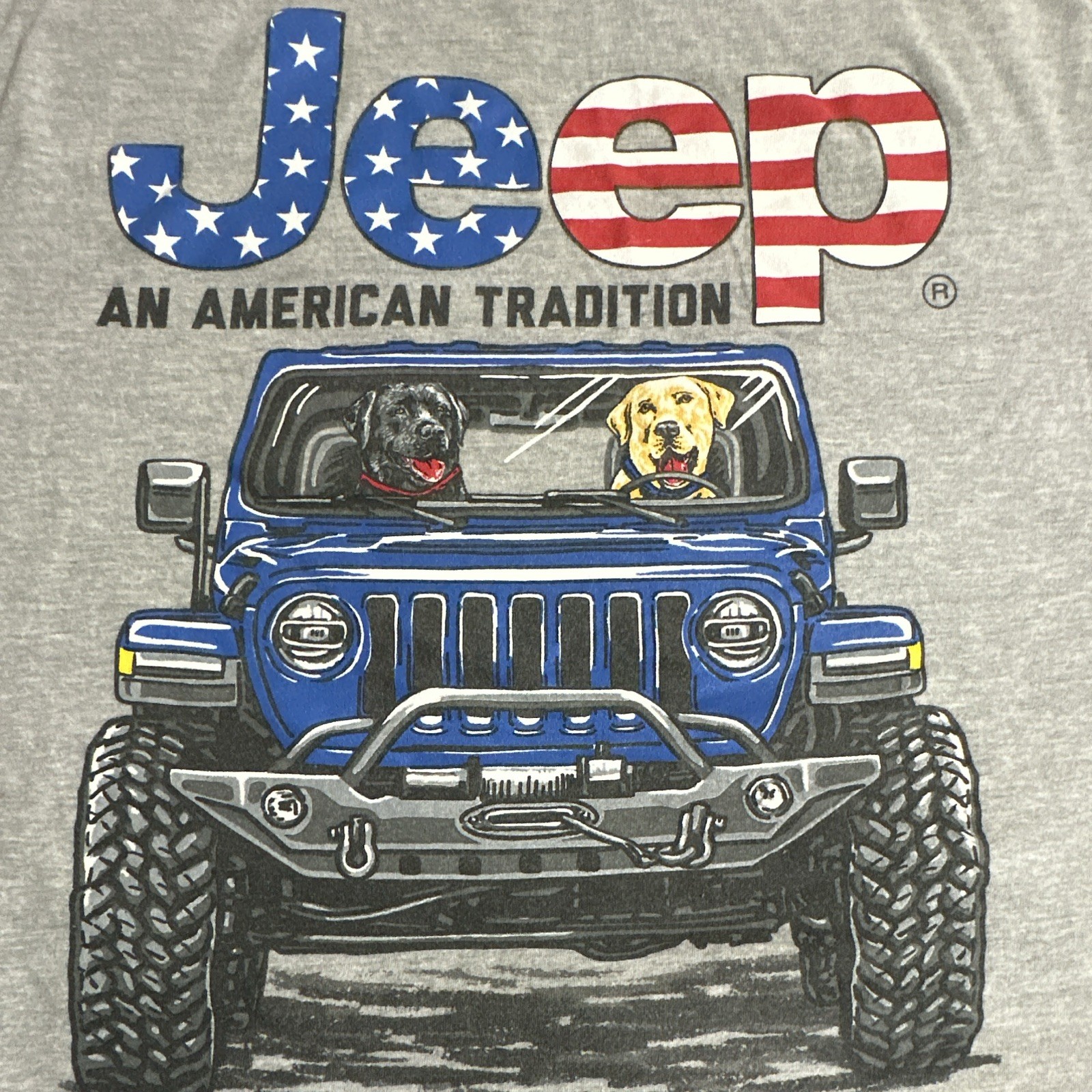 Jeep Men’s Gray “An American Tradition” Graphic Logo T-Shirt Crew Neck Medium