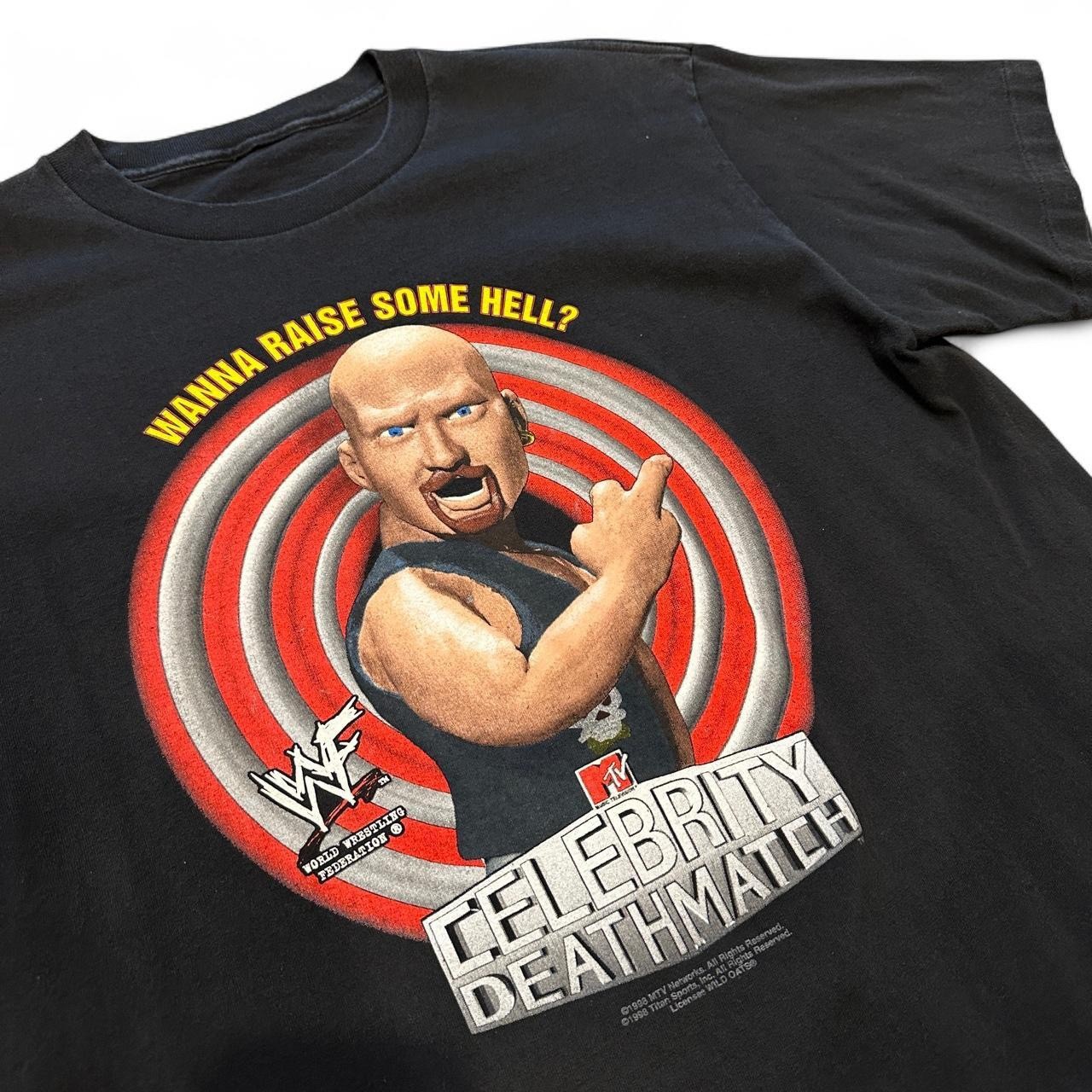 Vtg Stone Cold Celebrity Death Match T Shirt L Black 90s WWF Wrestling Tee WWE gallery