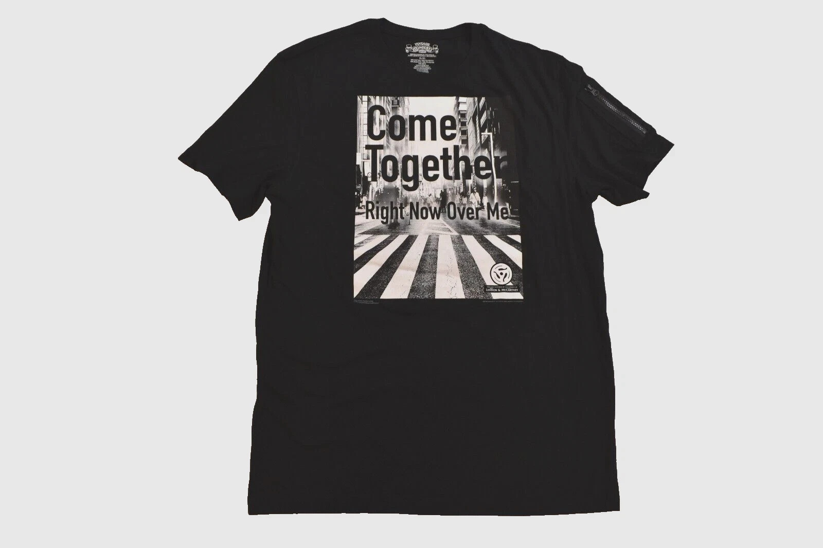 Lyrics By Lennon & McCartney Mens Come Together Zipper Pocket Black Shirt New XL gallery