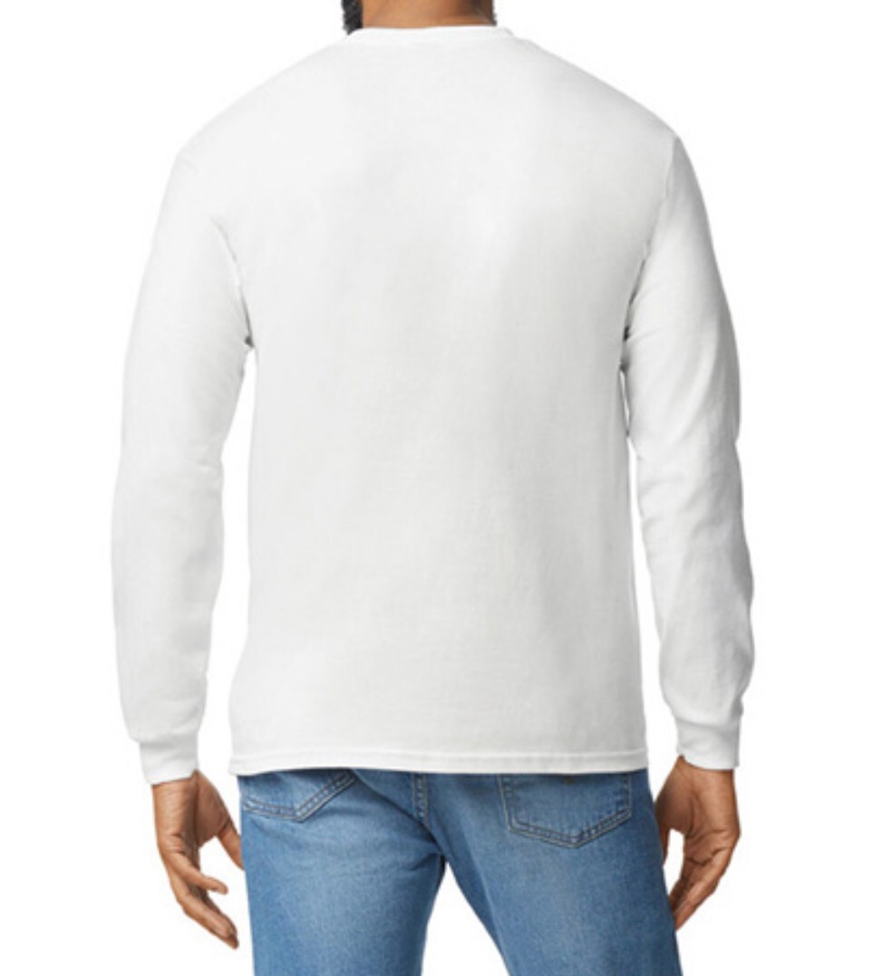 First Quality NEW White Gildan Heavy Cotton Adult Long Sleeve T-Shirt, Size M. gallery