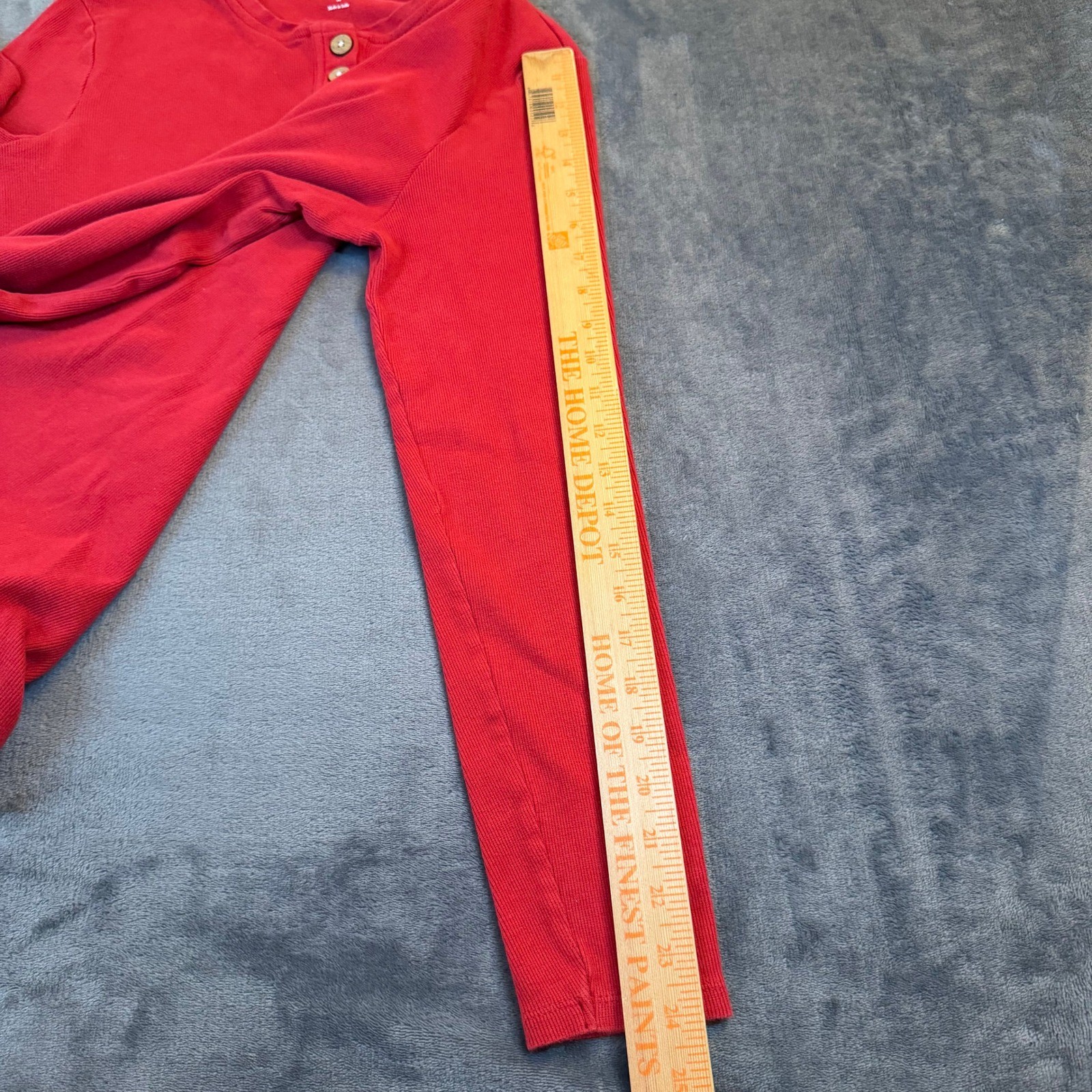 Burt's Bees Baby Ribbed Henley Shirt Mens Medium Red Long Sleeve Cotton gallery