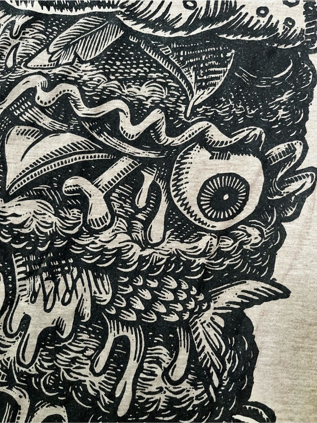 Graphic Monster Burger Tee Mens Size Large Heathered Brown Hand Silkscreened gallery