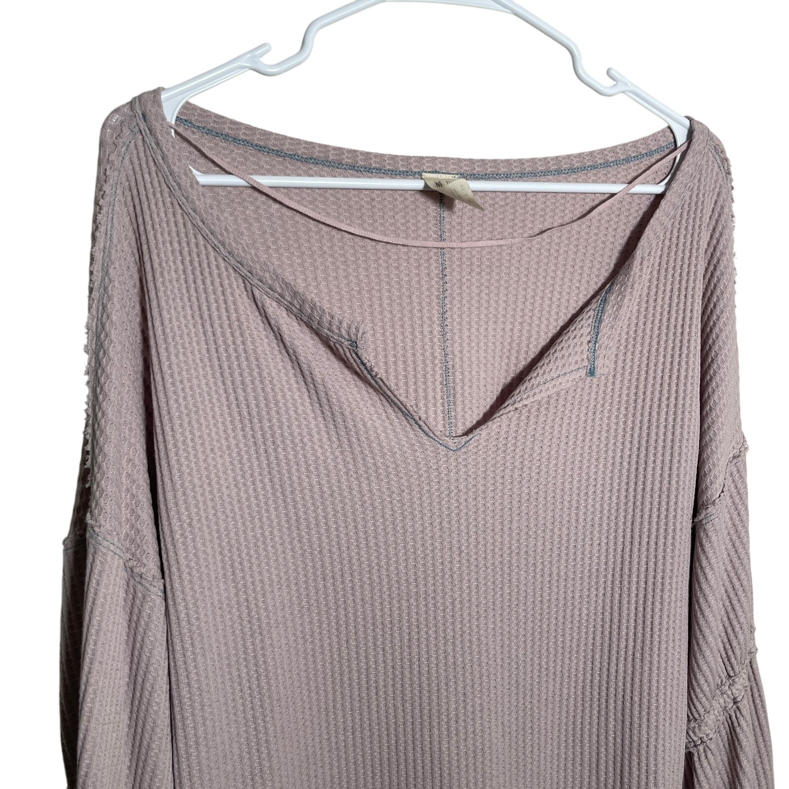 We The Free Blouse Women's Medium Thermal V-Neck Bell Sleeve Boho Slouchy Shirt gallery