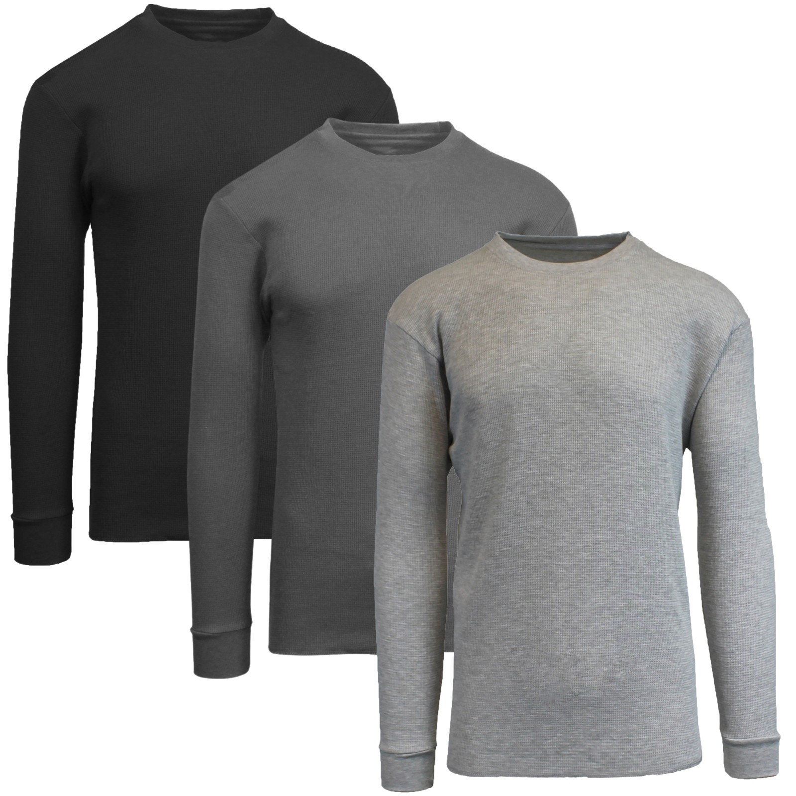 Men's 3-Pack Long Sleeve Thermal Shirts Soft Knit Ribbed Warm Classic ( S-2XL ) gallery