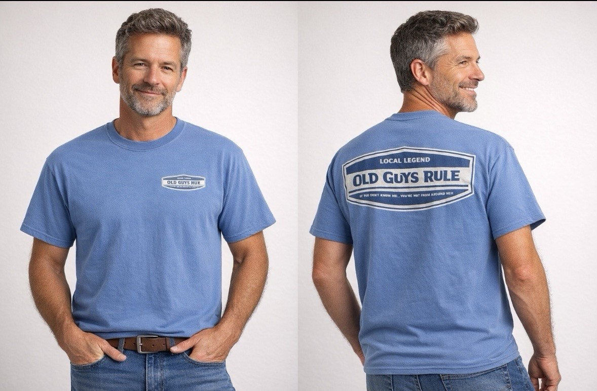 Old Guys Rule Local Legend Mens Blue Cotton Graphic Crewneck T Shirt Large gallery