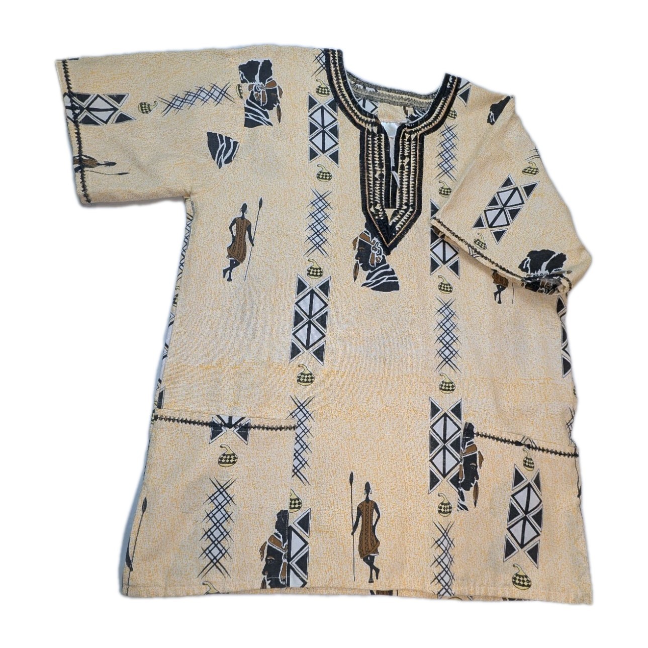 Shirt Pullover L Broadcloth SS Dashiki Aztec Aborigine Pockets gallery