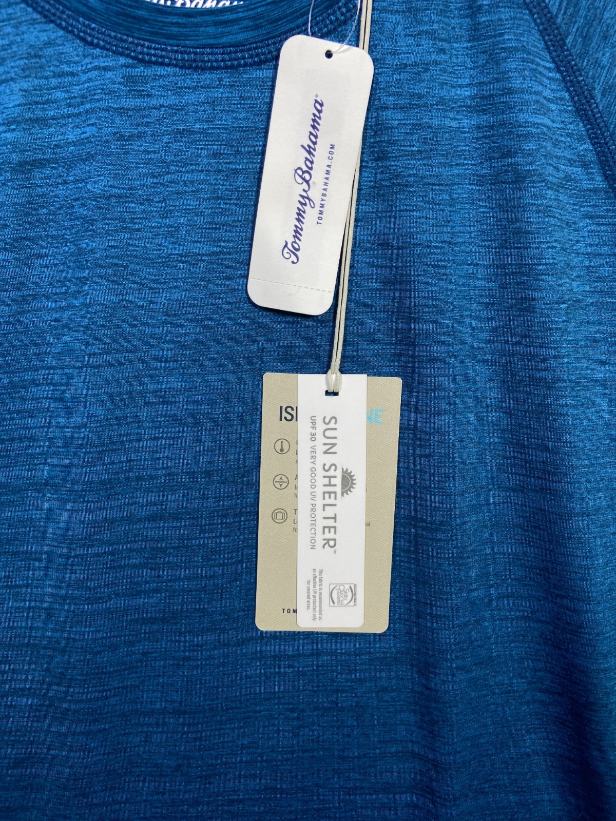 NEW $84.50 Tommy Bahama Men's Island Zone Delray Crew Mambo Blue UPF 30 UV NWT S gallery