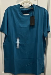 Armani Exchange Men’s Blue Solid Logo Short Sleeve Crew Neck T-Shirt Size L