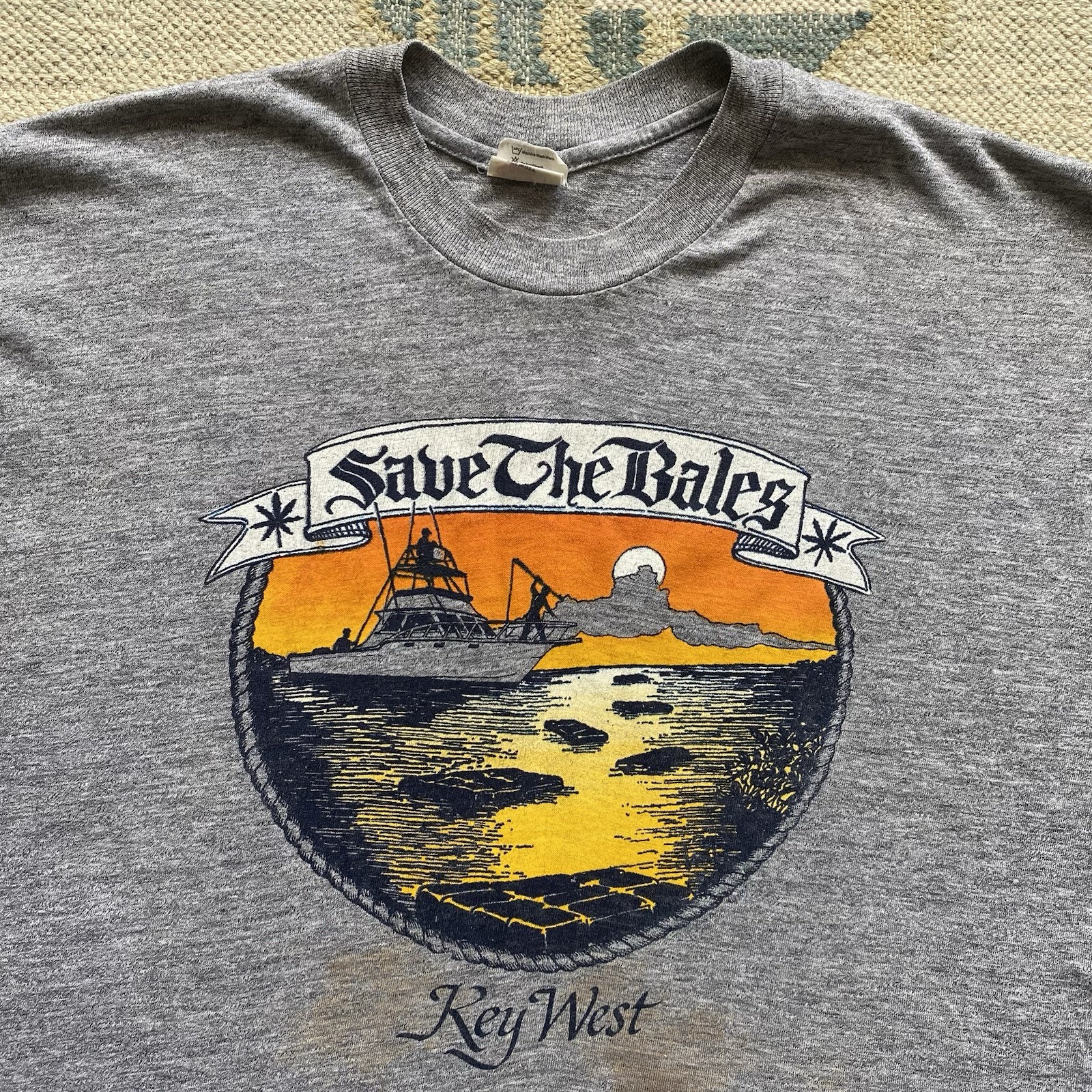 80s Save The Bales T Shirt Tri Blend Vintage XL Rayon Gray Drug Humor Florida gallery