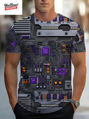 Cool Technology Graphic Print T-Shirt 2025 Men’S Short Sleeve T-Shirts Clothing