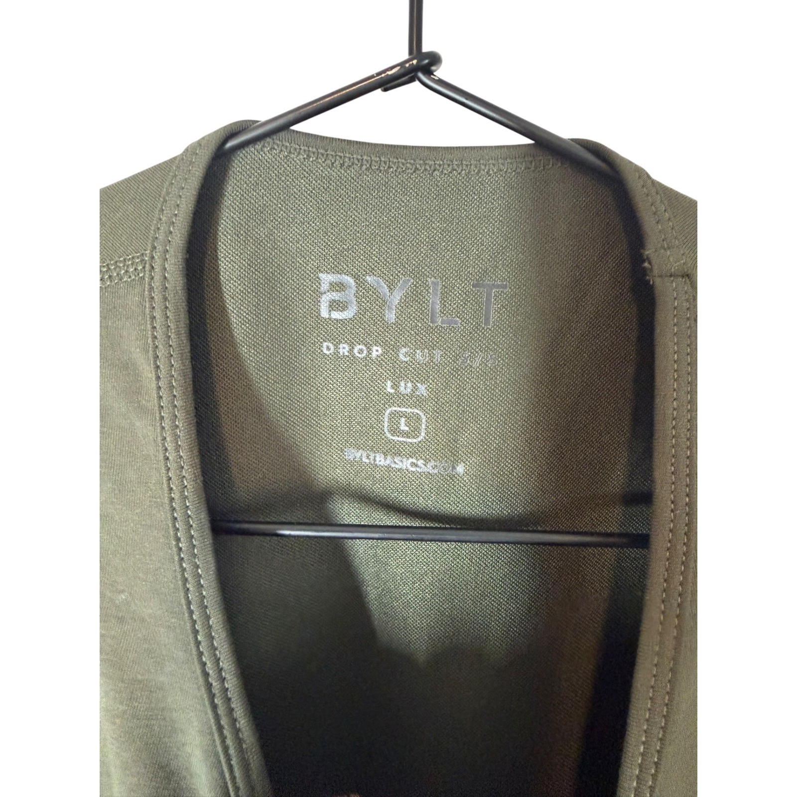BYLT Premium Basics Mens Drop Cut Lux Short Sleeve Tee Olive Green Large gallery