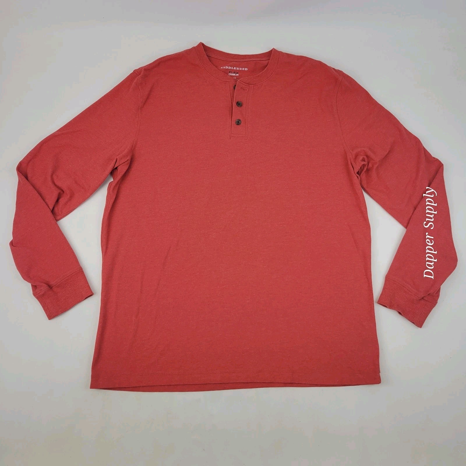 Saddlebred Mens Large Orange Flex Carbon Long Sleeve Pullover Henley Shirt gallery